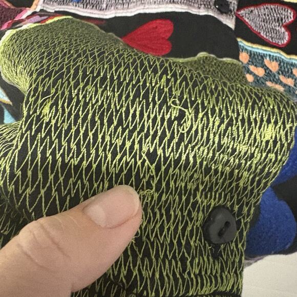 Michael Simon Heart Cardigan Black Colorful Rainbow Art to Wear Valentine- Large - Picture 6 of 10